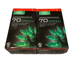 Living Solutions Holiday 2 Boxes 70 Ct Ea Green String Christmas Ind Out Lights
